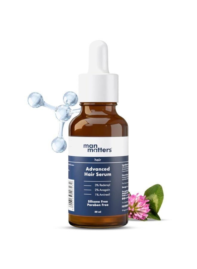 مان ماترز سيروم مان ماترز المتطور للشعر 30 مل | يحتوي على 23% من المكونات النشطة (3% ريدنسيل، 2% أناجين و1% أمينكسيل، بالإضافة إلى خلاصة أوراق إكليل الجبل) | يُنشط خلايا الشعر، ويُحسّن كثافته ويُعزز نموه | خالٍ من البارابين. - Image 1